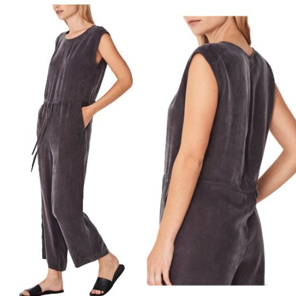 ASSEMBLY LABEL / Womens Accord Cupro Cropped Leg Tie Waist Wide Leg Jumpsuit